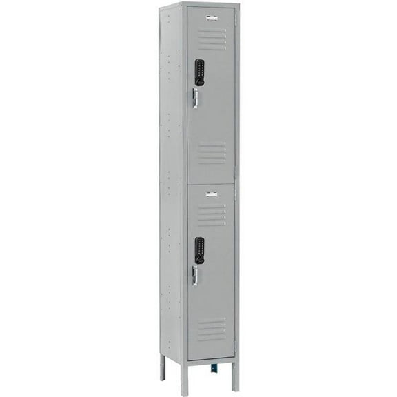 Global Industrial 290820 2-Tier 2 Door Digital Locker - 12 x 12 x 78 in. - Gray - Assembled