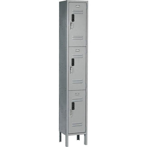 Global Industrial 290831 3-Tier 3 Door Digital Locker - 12 x 15 x 78 in. - Gray - Assembled