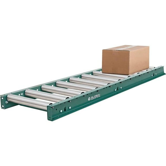 Global Industrial 293198 24 in. Heavy Duty Gravity Roller Conveyor - Green - 5 ft. - 6 in. Centers