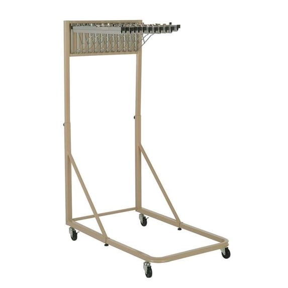 Global Industrial 298701 Interion Blueprint Pivot Mobile Rack with 12 Hangers & 12-24 in. Hanging Clamps - 26.5 in. - White