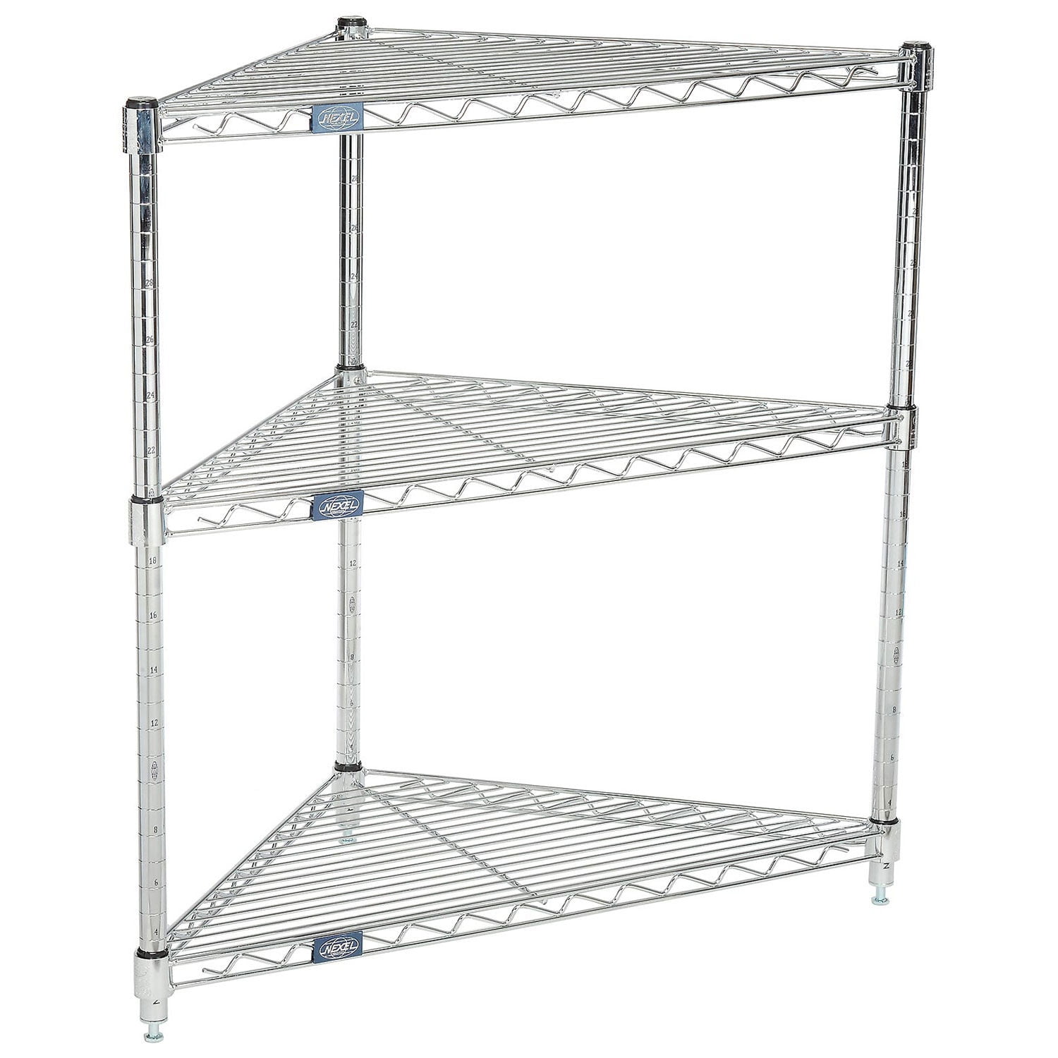 Chrome 34" Height Adjustable Corner Wire Shelving Unit