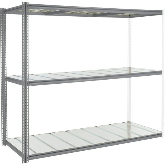 Global Industrial ABZ24966S3 3 Shelf Extra Heavy Duty Boltless Shelving Z Beam Add on Steel Deck - 96 x 24 x 60 in. - Gray
