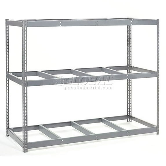 Global Industrial BC24969N3 3 Shelf Heavy Duty Channel Boltless Shelving Starter, No Deck - Gray - 96 x 24 x 96 in.