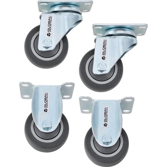 Global Industrial 800475 3 in. TPR Rubber Caster Kit for 6-8BU Plastic Bulk Box Truck 2 Swivel & 2 Rigid