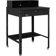 Global Industrial 319355BK Pigeonhole Riser Shop Desk with Flat Surface - Black - 34.5 x 30 x 38 in.