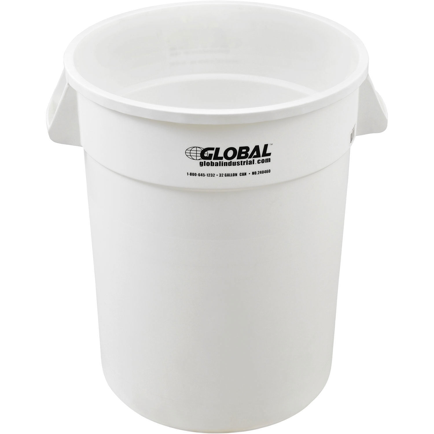 Global Industrial 32 Gallon Garbage Can, White, No Lid