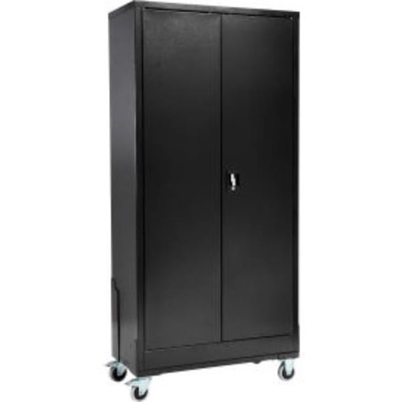 Global Industrial 36 x 18 x 78.5 in. Mobile EZ Assemble Storage Cabinet, Black