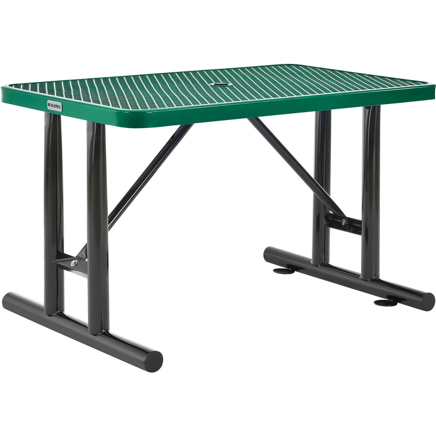 Green and Black Steel Outdoor Table with Mesh Top, 48"