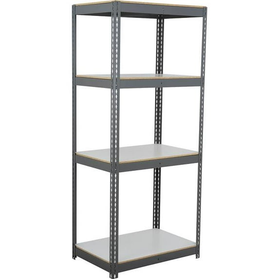 Global Industrial BD123610L4 4 Shelf Extra Heavy Duty Boltless Shelving Starter, Laminate Deck - Gray - 36 x 12 x 120 in.