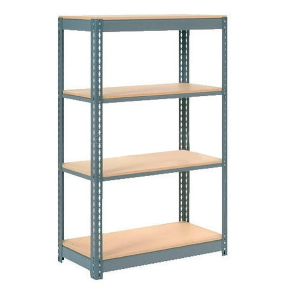 Boltless Heavy Duty Shelving 36"W x 24"D x 60"H, 4 Shelves, Wood Deck