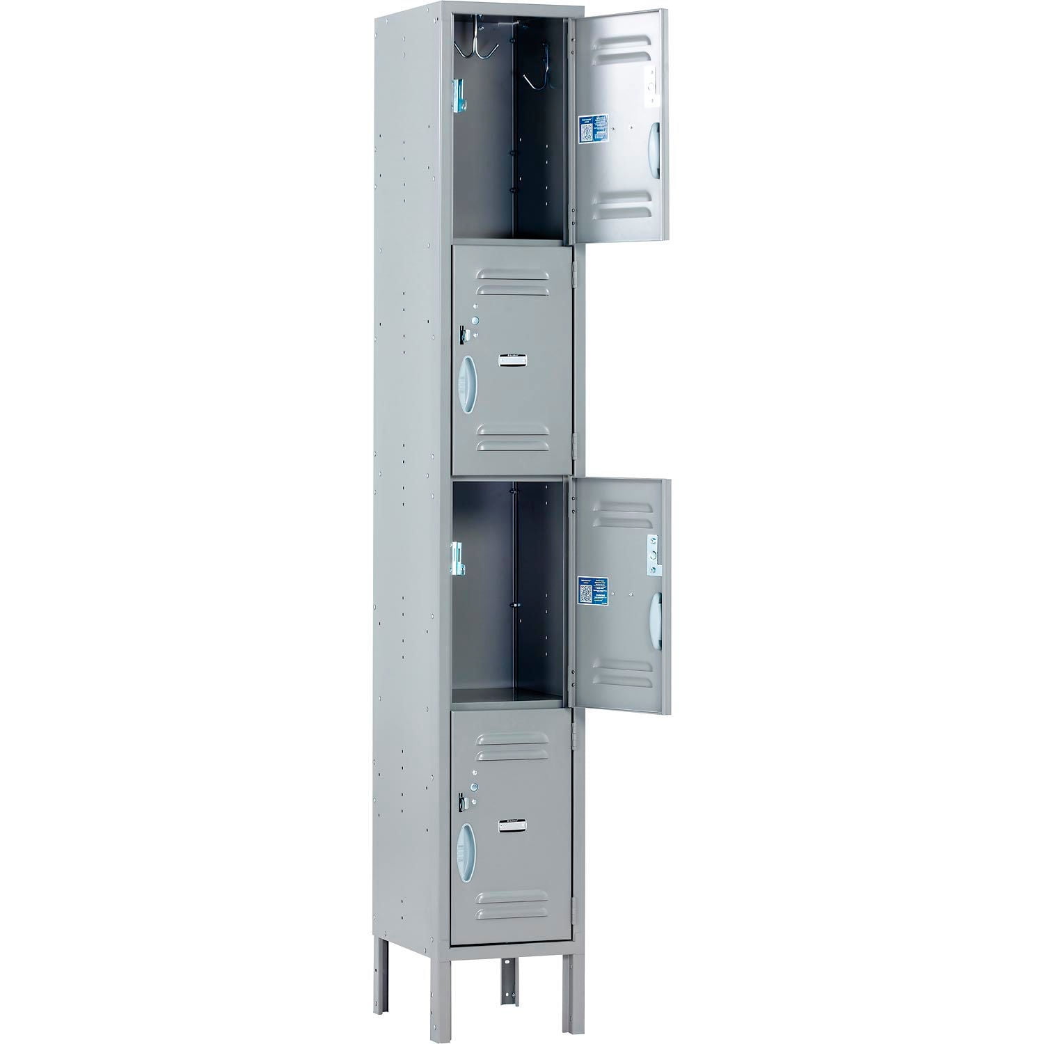 Gray 4-Tier Steel Locker with Padlock Hasp