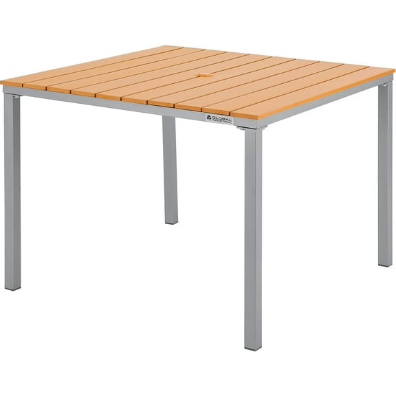 Global Industrial 40" Square Resin Outdoor Dining Table, Tan