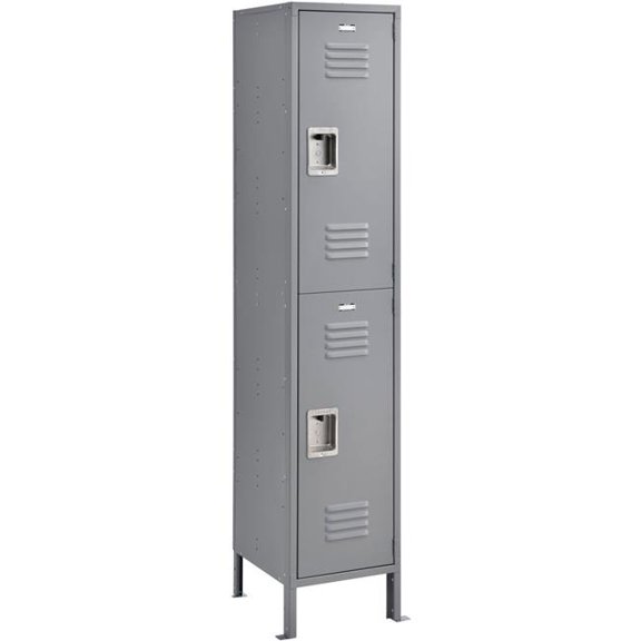 Global Industrial 412135 Infinity 2-Tier 2 Door Locker - 18 x 18 x 78 in. - Gray - Assembled