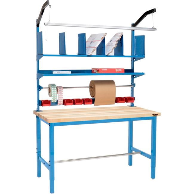 Global Industrial 412457 Packing Workbench with Riser Kit - Maple ...