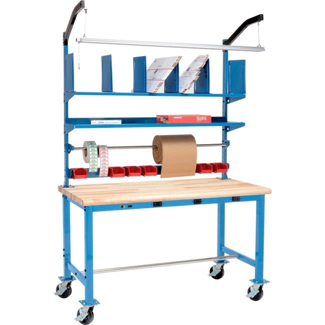 Global Industrial 412459AB Mobile Packing Workbench with Riser Kit ...