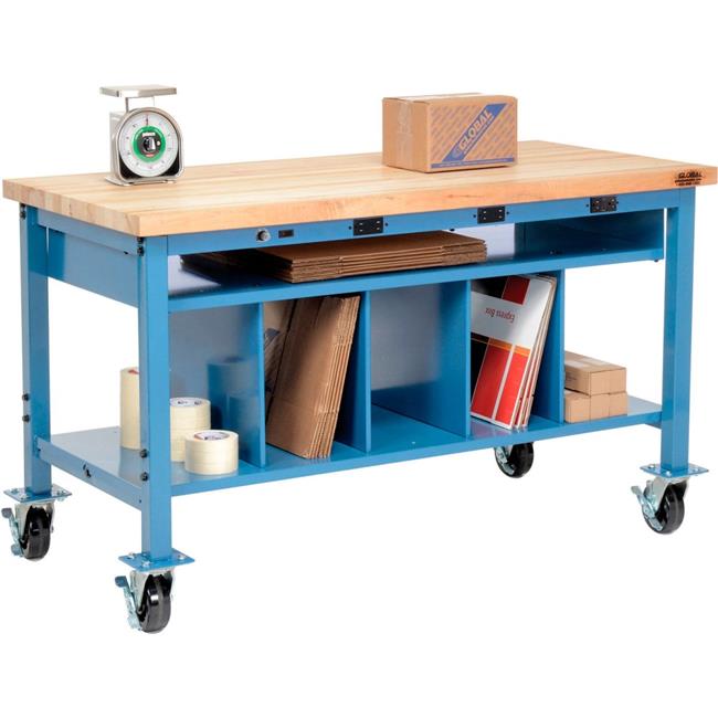 Global Industrial 412469AB Mobile Packing Workbench with Lower Shelf ...
