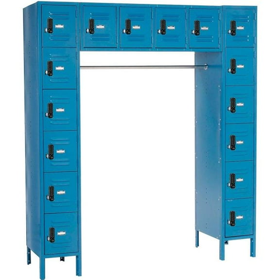 Global Industrial 413187 16 Person Digital Locker - 72 x 18 x 78 in. - Blue - Unassembled