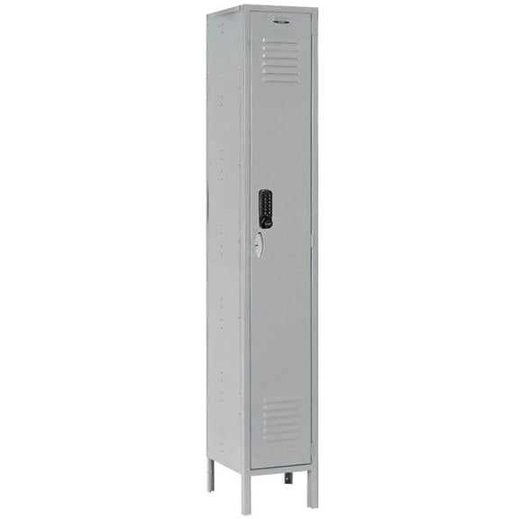 Global Industrial 413190 1-Tier 1 Door Digital Locker - 12 x 15 x 78 in. - Gray - Unassembled