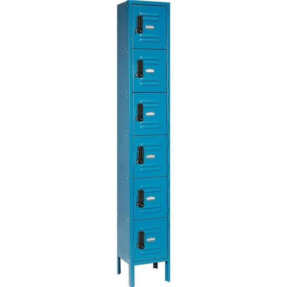 Global Industrial 413213 6-Tier 6 Door Digital Locker - 12 x 18 x 78 in. - Blue - Unassembled