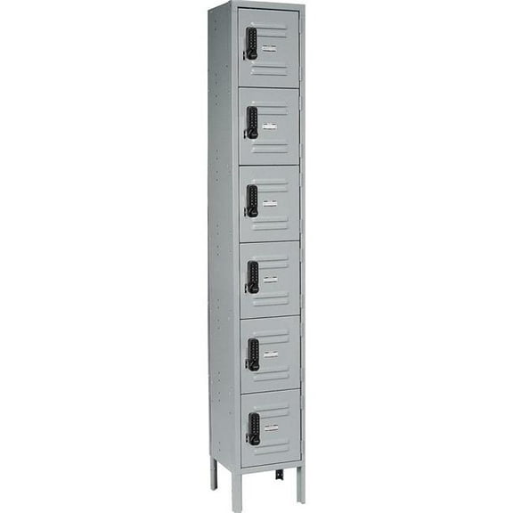 Global Industrial 413214 6-Tier 6 Door Digital Locker - 12 x 18 x 78 in. - Gray - Unassembled