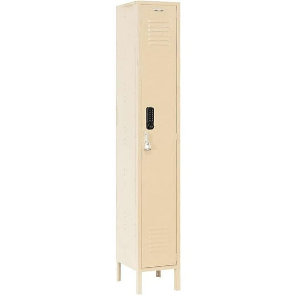 Global Industrial 413221 1-Tier 1 Door Digital Locker - 12 x 12 x 78 in. - Tan - Unassembled