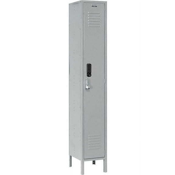 Global Industrial 413223 1-Tier 1 Door Digital Locker - 12 x 15 x 66 in. - Gray - Unassembled
