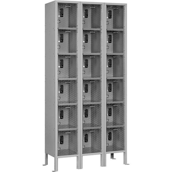 Global Industrial 413271 6-Tier 18 Door Clear View Locker - Digital Lock - 36 x 15 x 78 in. - Gray - Assembled