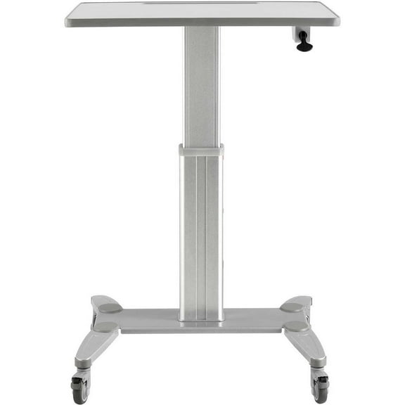 Global Industrial 436968 Sit-Stand Mobile Desk with Tablet Slot, Gray & Silver