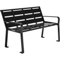 thumbnail image 1 of Global Industrial 4' Horizontal Steel Slat Outdoor Park Bench with Back, Black, 1 of 7
