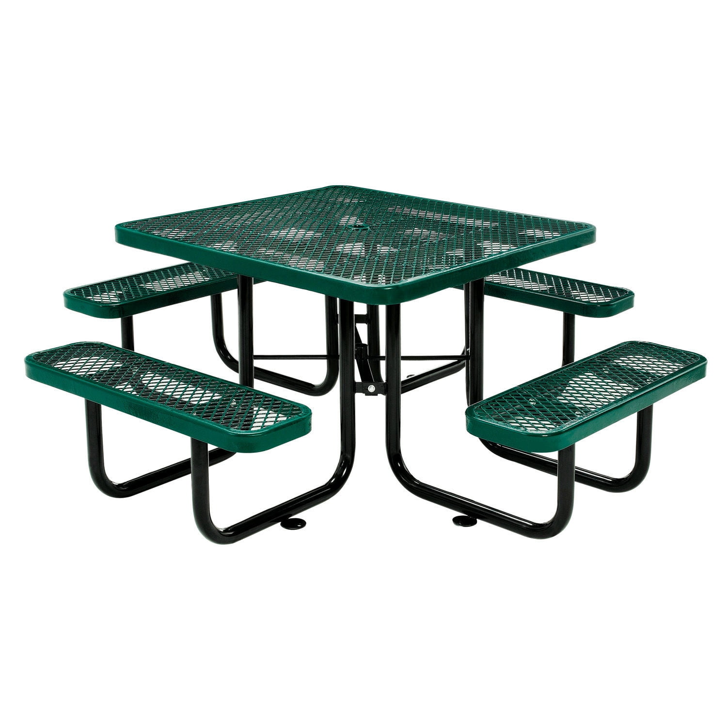Green Metal Mesh Square Picnic Table with Benches