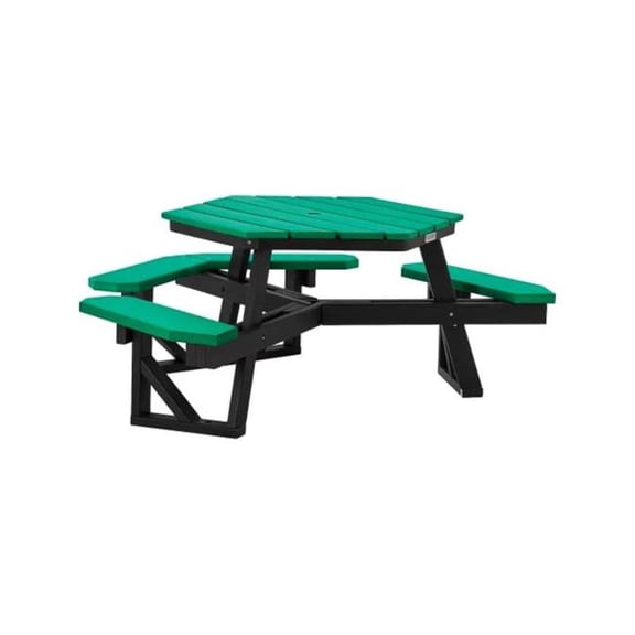 Global Industrial 271676GN 46 in. ADA Hexagon Picnic Table Recycled Plastic - Green