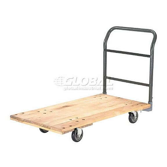 Platform Truck w/Hardwood Deck, 48 x 24, 1000 Lb. Capacity, 5" Polyurethane Casters