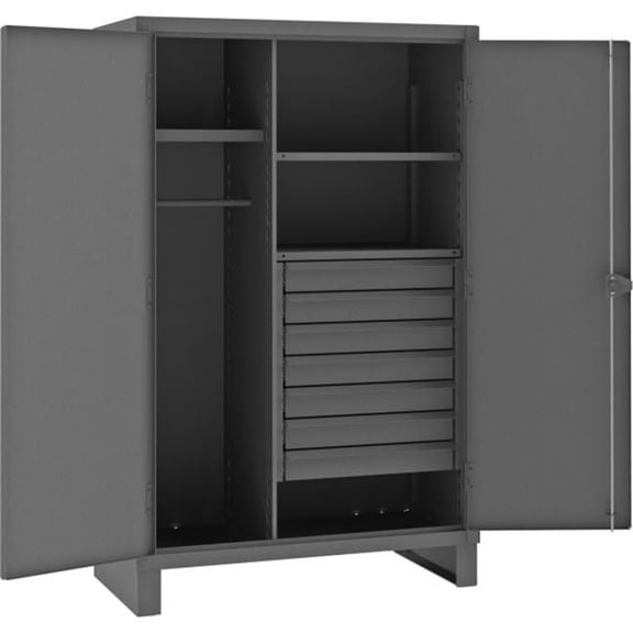 Global Industrial B2682417 48 x 24 x 78 in. HD Combination Cabinet with 7 Drawers, Gray - 12 Gauge