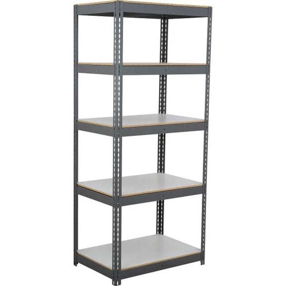 Global Industrial BD24488L5 48 x 24 x 84 in. 5 Shelf Heavy Duty Laminate Deck Boltless Shelving Starter, Gray