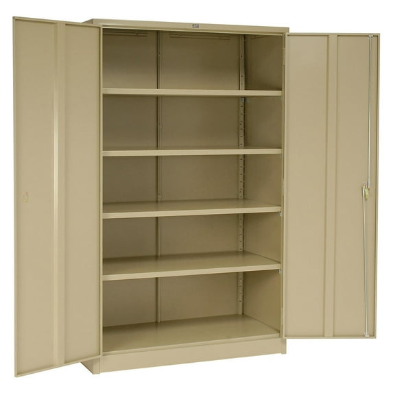 Global Industrial 493311TN 48 x 18 x 78 in. Storage Cabinet with Easy Assembly, Tan