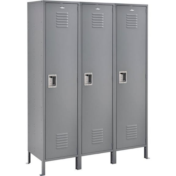 Global Industrial 493662GY Infinity 1-Tier 3 Door Locker - 54 x 18 x 78 in. - Gray - Assembled