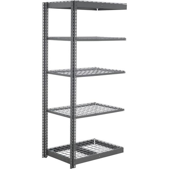 Global Industrial ABS24489R5 5 Shelf Standard Duty Boltless Shelving Add On - Wire Deck, Gray - 48 x 24 x 96 in.