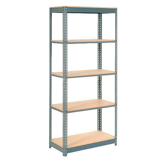 Global Industrial B2297688 Heavy Duty Shelving with 5 Shelves & Wood Deck - Gray - 36 x 24 x 84 in.