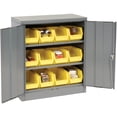 thumbnail image 1 of Global Industrial 500134 36 x 18 x 42 in. Locking Storage Cabinet with 12 Yellow Stacking Bins & 2 Shelves Unassembled, Gray, 1 of 6