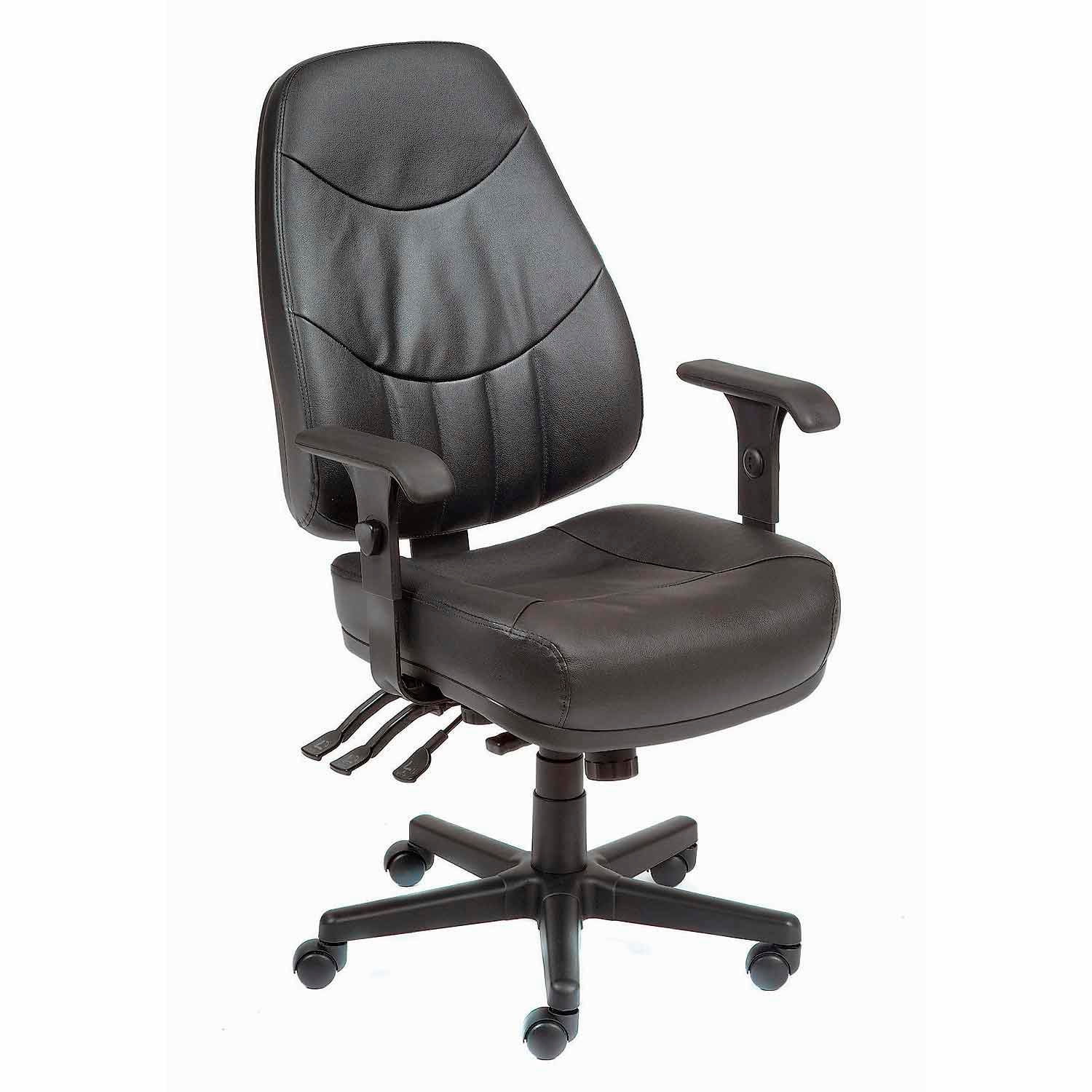 Black High Back Leather Executive Swivel Chair with Adjustable Arms