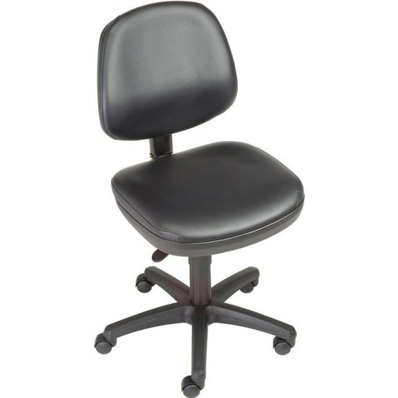 Global Industrial 516242 Interion Task Stool with Adjustable Arms & Mid Back - Vinyl - Black