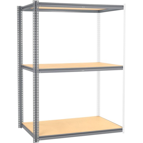 Global Industrial 581002GY 84 x 60 x 36 in. High Capacity 3 Levels Add-On Rack with Wood Deck, Gray