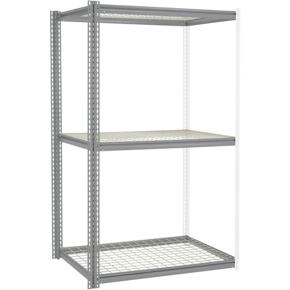 Global Industrial 581060GY 96 x 48 x 48 in. High Capacity 3 Levels Add-On Rack with Wire Deck, Gray