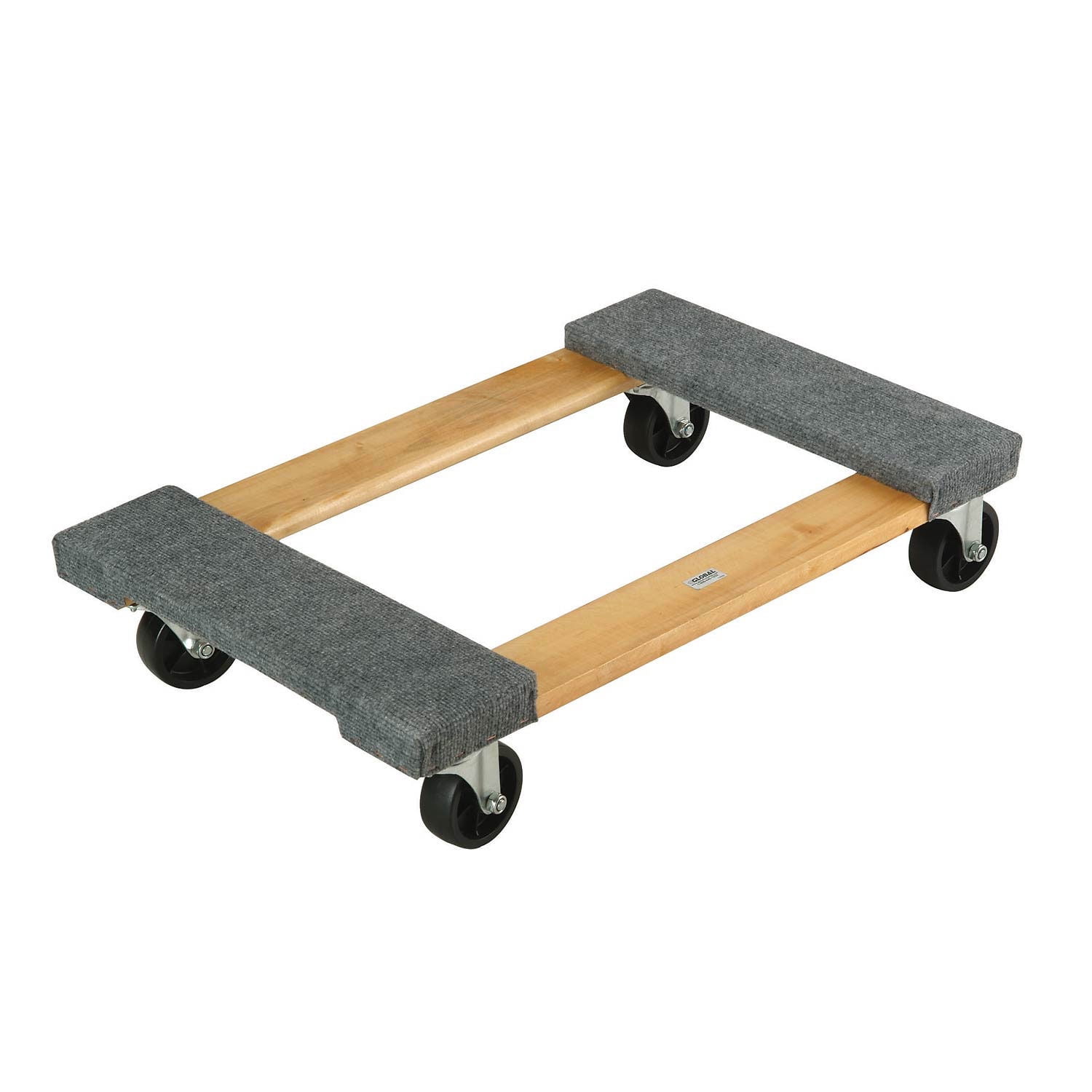 Global Industrial 585343 36 x 24 in. Hardwood Dolly with Carpeted Deck Ends, Brown - 1000 lbs