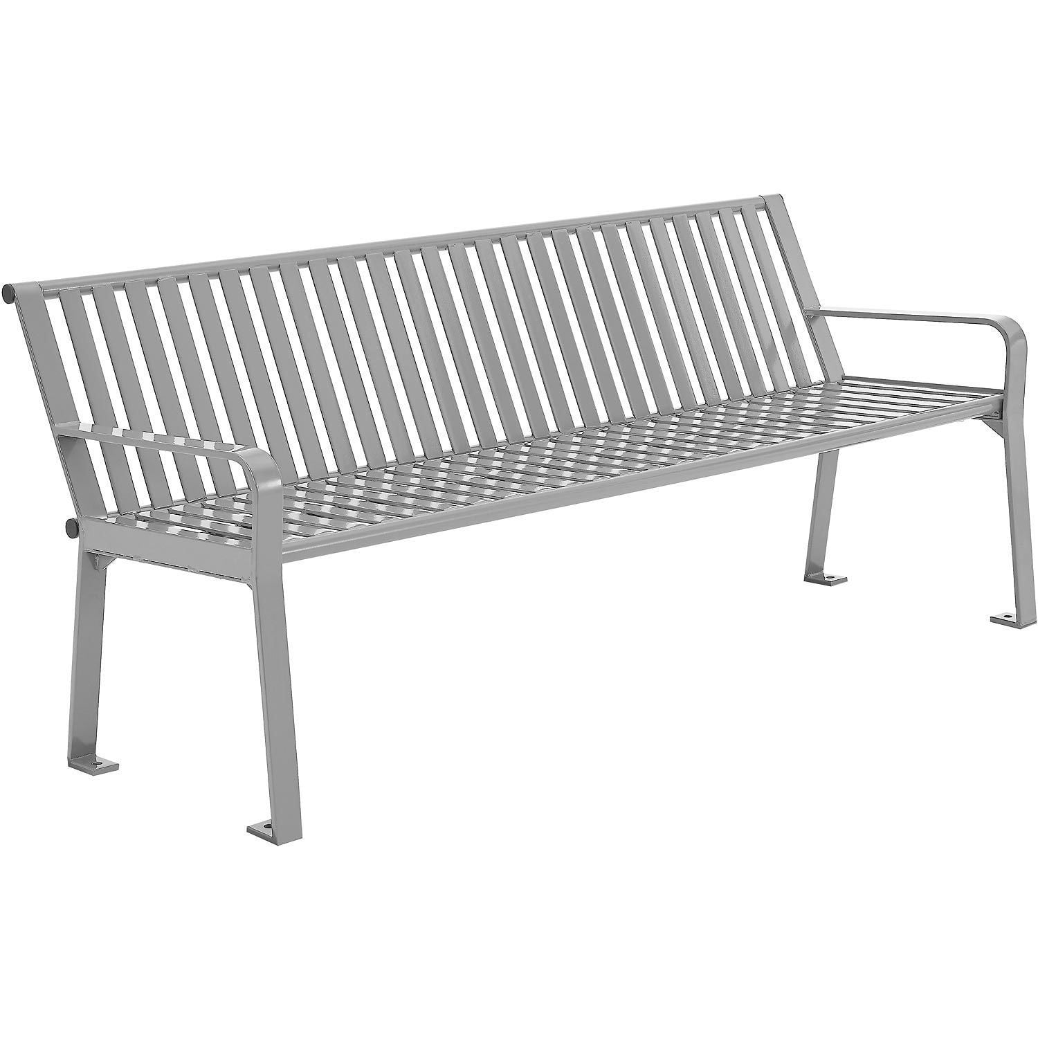 Gray 6-Foot Steel Outdoor Park Bench with Backrest