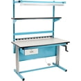 thumbnail image 1 of Global Industrial B2334696 60 x 30 in. Bench-In-A-Box Ergonomic Workbench with ESD Laminate Top, Blue, 1 of 1