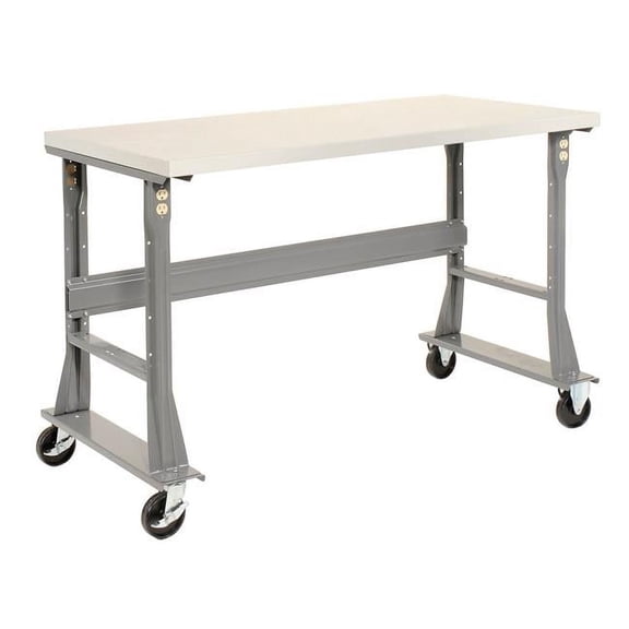 Global Industrial ET6030QFA 60 x 30 in. Mobile Fixed Height Flared Leg Workbench - ESD Square Edge - Gray