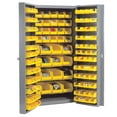 thumbnail image 1 of Global Industrial 603401YL 38 x 24 x 72 in. Deep Door Bin Cabinet with 136 Yellow Bins Assembled, Gray - 16 gal, 1 of 4
