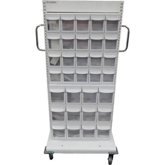 Global Industrial 615256 2-Sided Medical Storage Cart 64 Flip Out Bins - White
