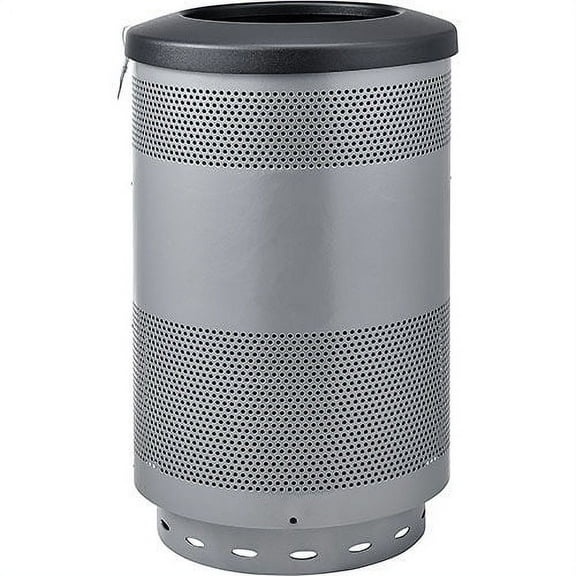 Global Industrial 641314GY 55 gal Perforated Steel Receptacle with Flat Lid - Gray